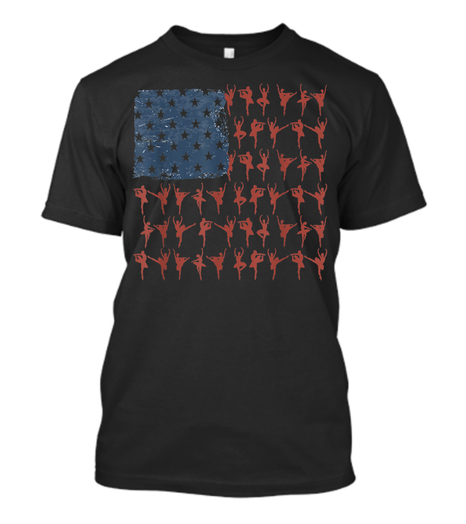 Vintage Ballet Dancer American Flag July T-Shirt