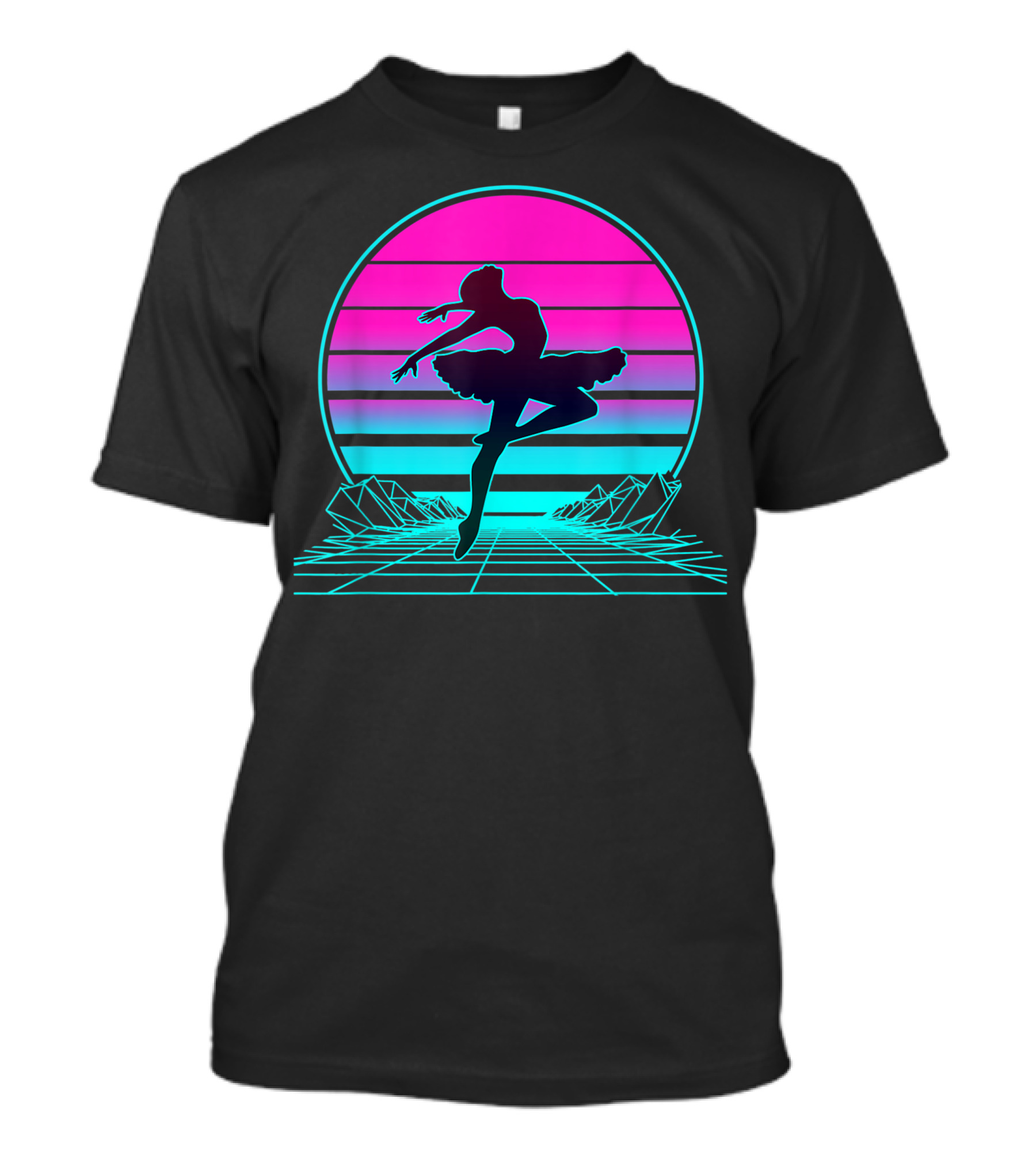 Retro Neon Sunset Ballet Dancer T-Shirt