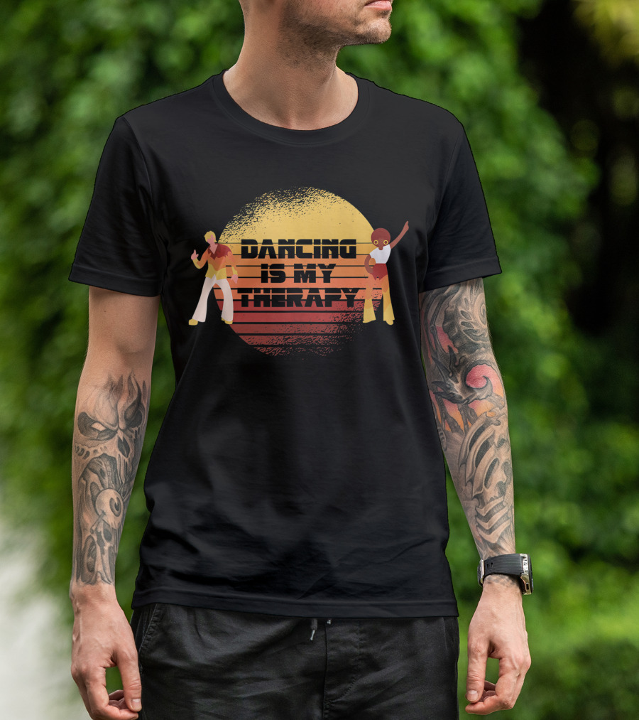 Dancing Is My Therapy Retro Disco Groovy Vibes T-Shirt