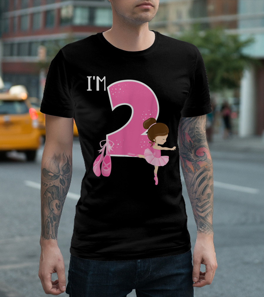 I'm Two Ballerina 2nd Birthday Party Ballet Dancer T-Shirt