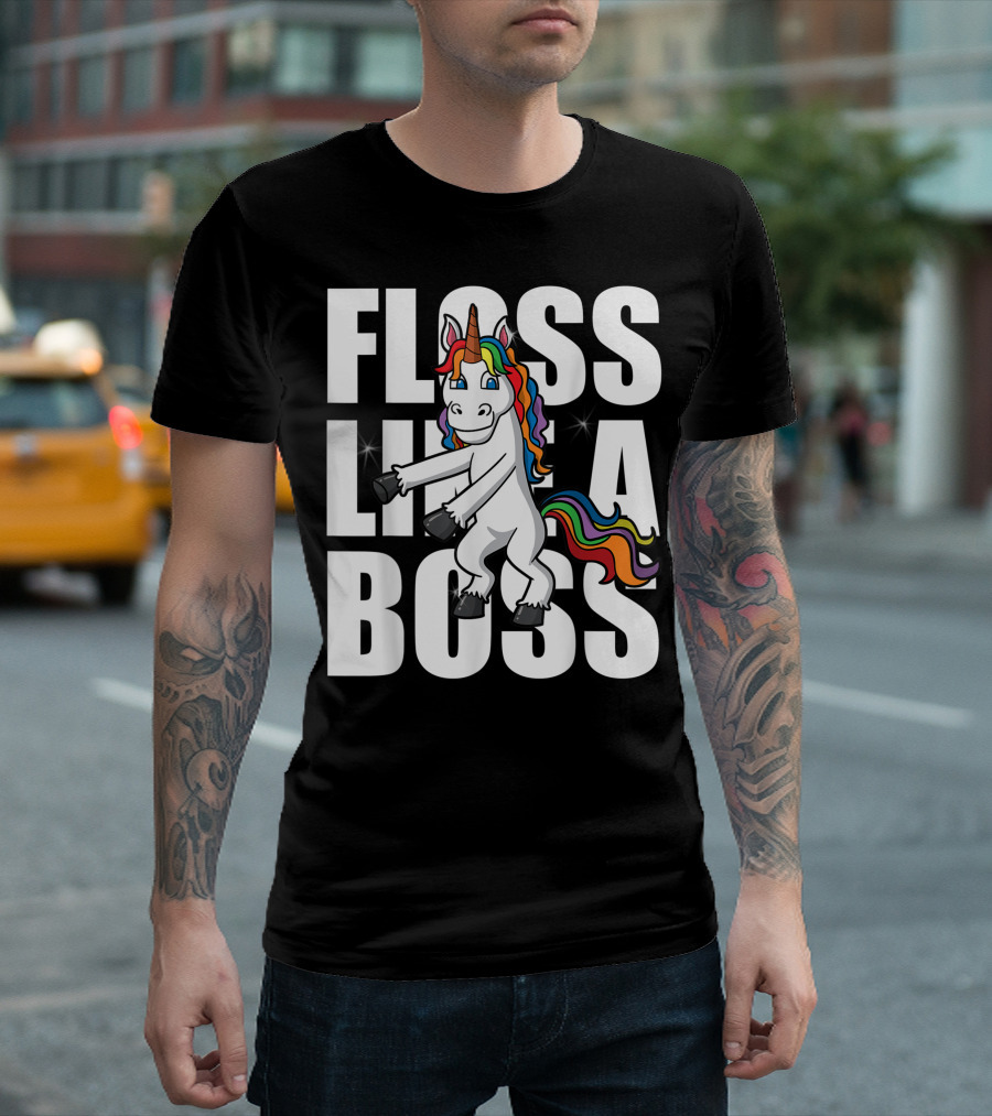 Unicorn Floss Like A Boss Flossing Dance Girls T-Shirt