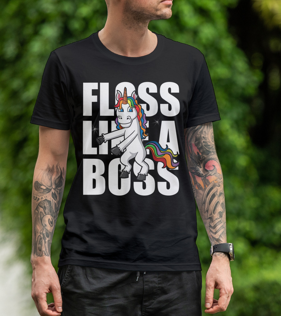 Unicorn Floss Like A Boss Flossing Dance Girls T-Shirt