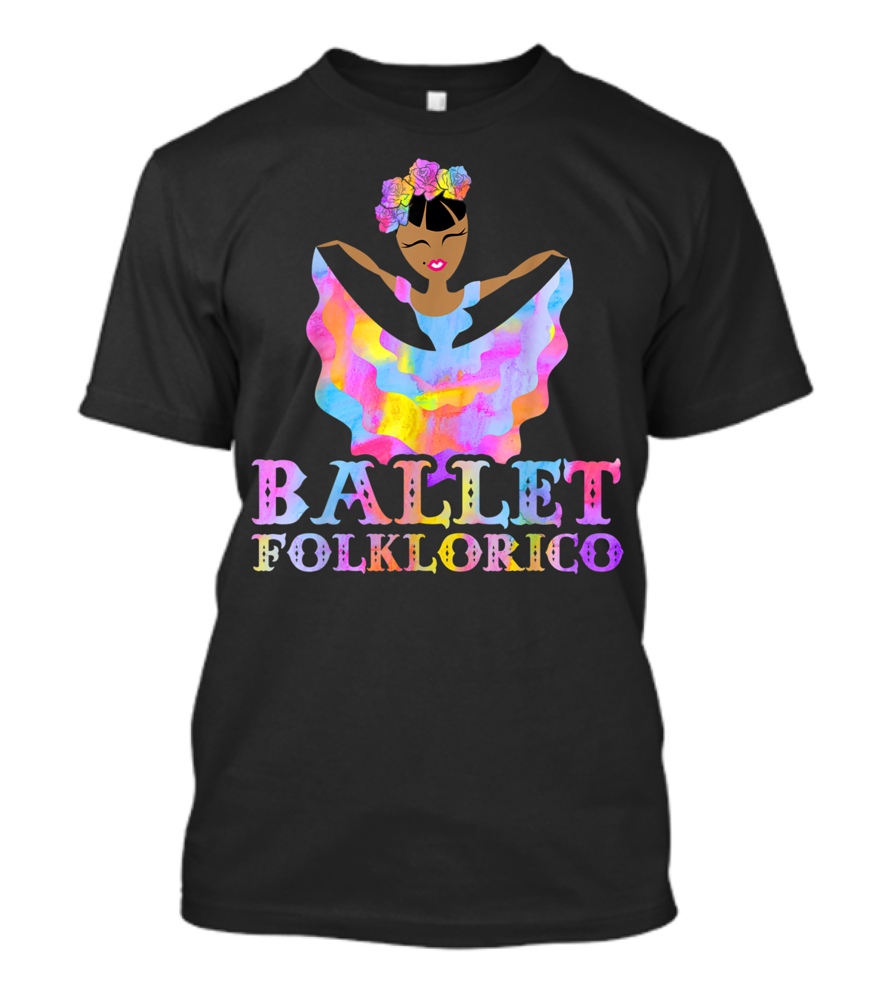 Ballet Folklorico Watercolor Dancer With Floral Headpiece T-Shirt