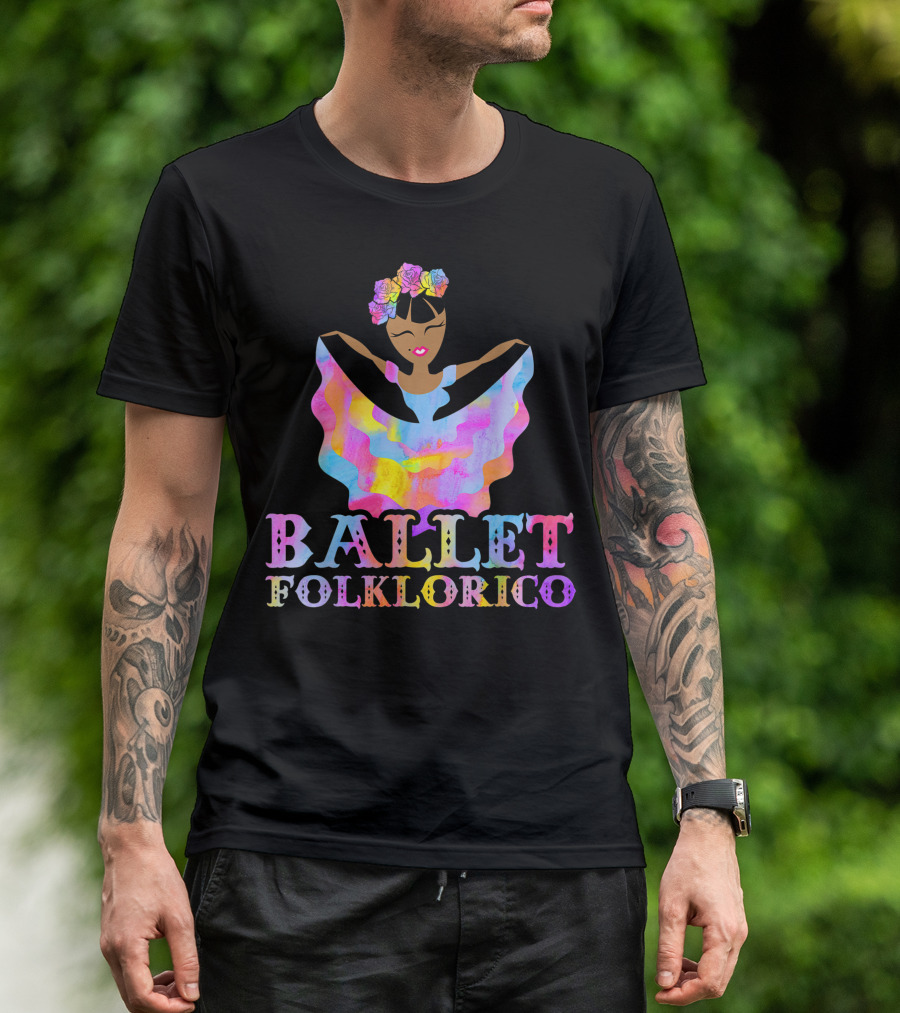 Ballet Folklorico Watercolor Dancer With Floral Headpiece T-Shirt