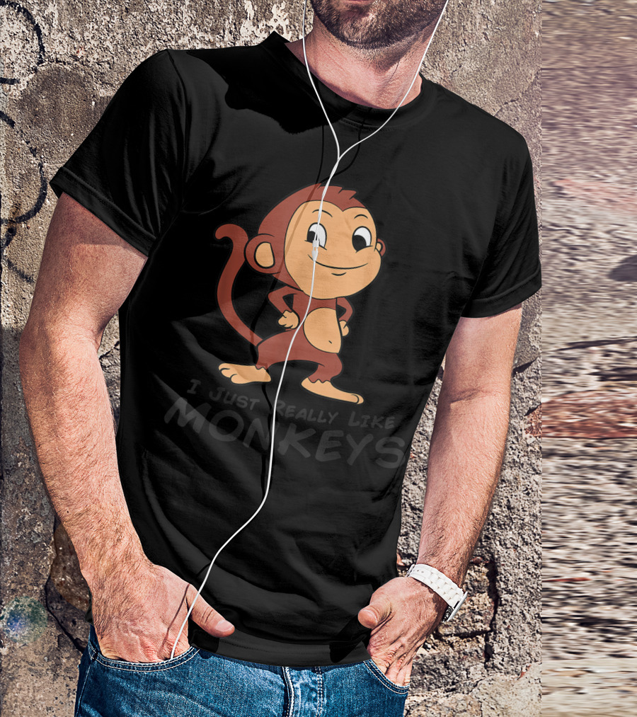 I Just Really Like Monkeys Cute Monkey Cartoon Character T-Shirt