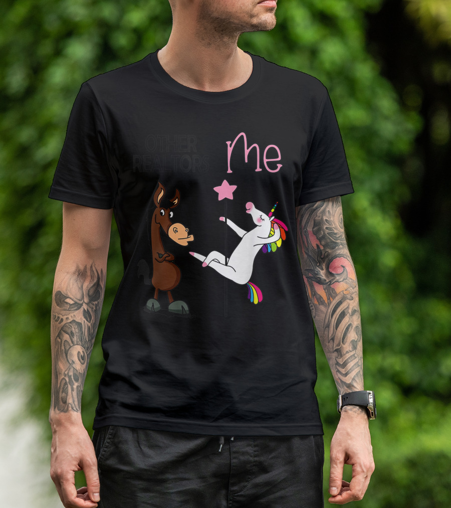 Other Realtors And Me Dancing Unicorn Party With Horse And Rainbow Pole T-Shirt