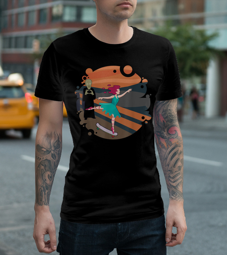 Skateboard Ballerina Ballet Skater With Sci-Fi Influence T-Shirt