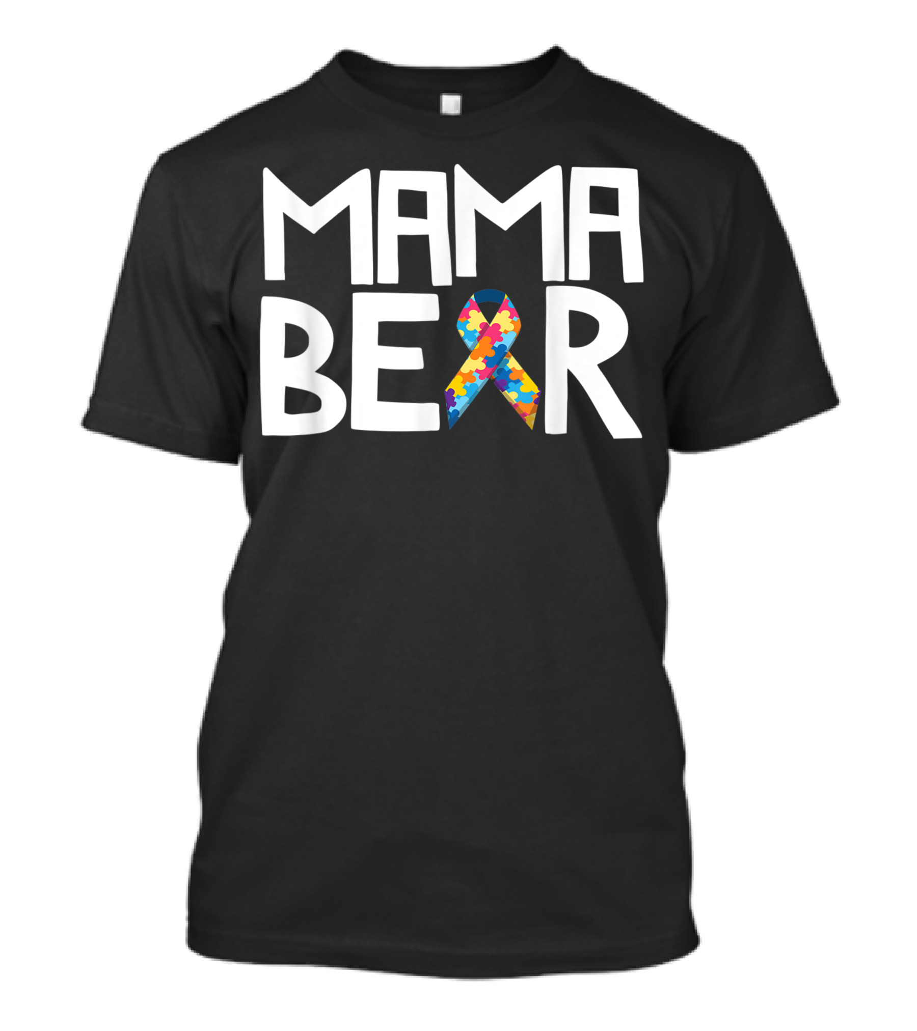 Mama Bear Autism Awareness Puzzle Ribbon Mom T-Shirt