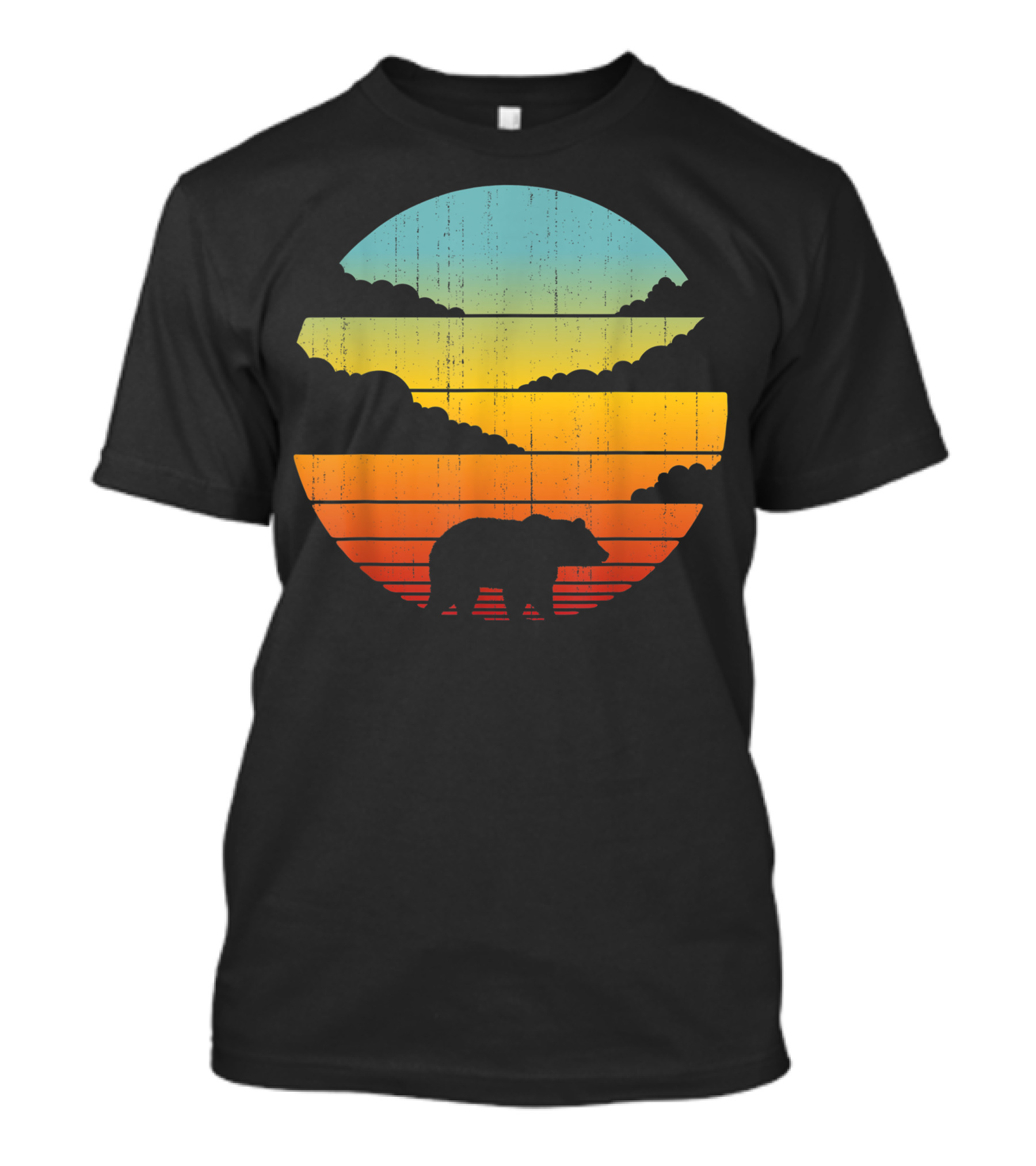 Bear Silhouette Retro 60s 70s Sunset Vintage Style Animal Lover T-Shirt