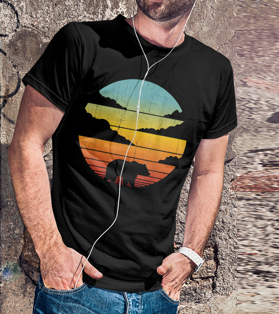 Bear Silhouette Retro 60s 70s Sunset Vintage Style Animal Lover T-Shirt