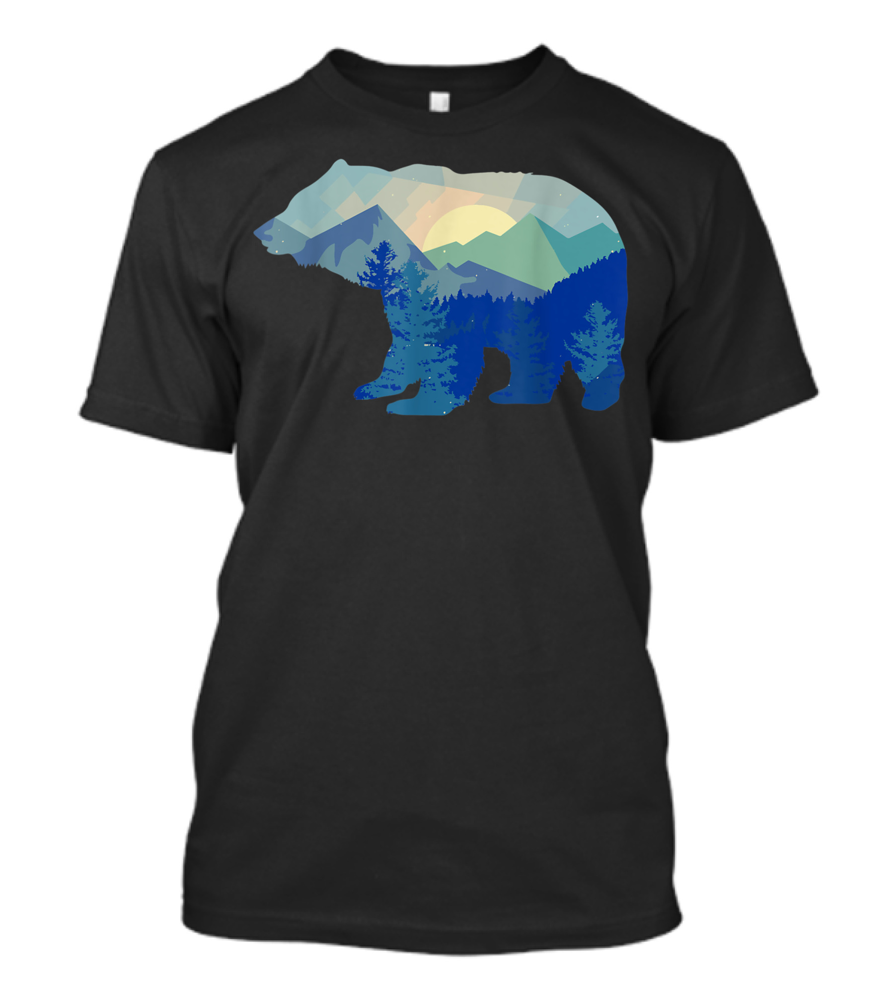 Bear Silhouette Mountain Wildlife Animal Great Bear Scenery T-Shirt