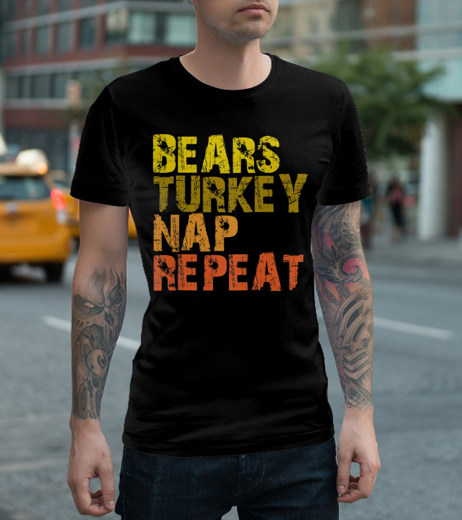 Bears Turkey Nap Repeat Thanksgiving Xmas Sleep T-Shirt