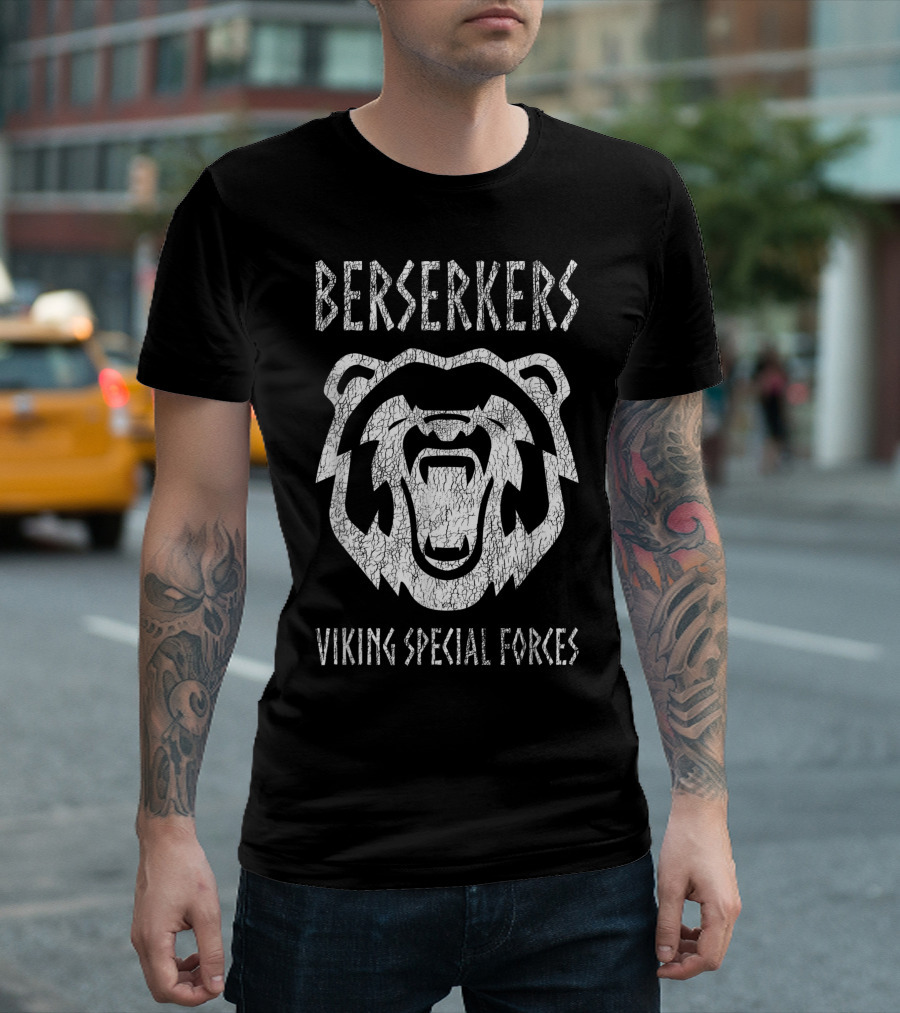 Berserkers Viking Special Forces Bear With Norse Letters T-Shirt