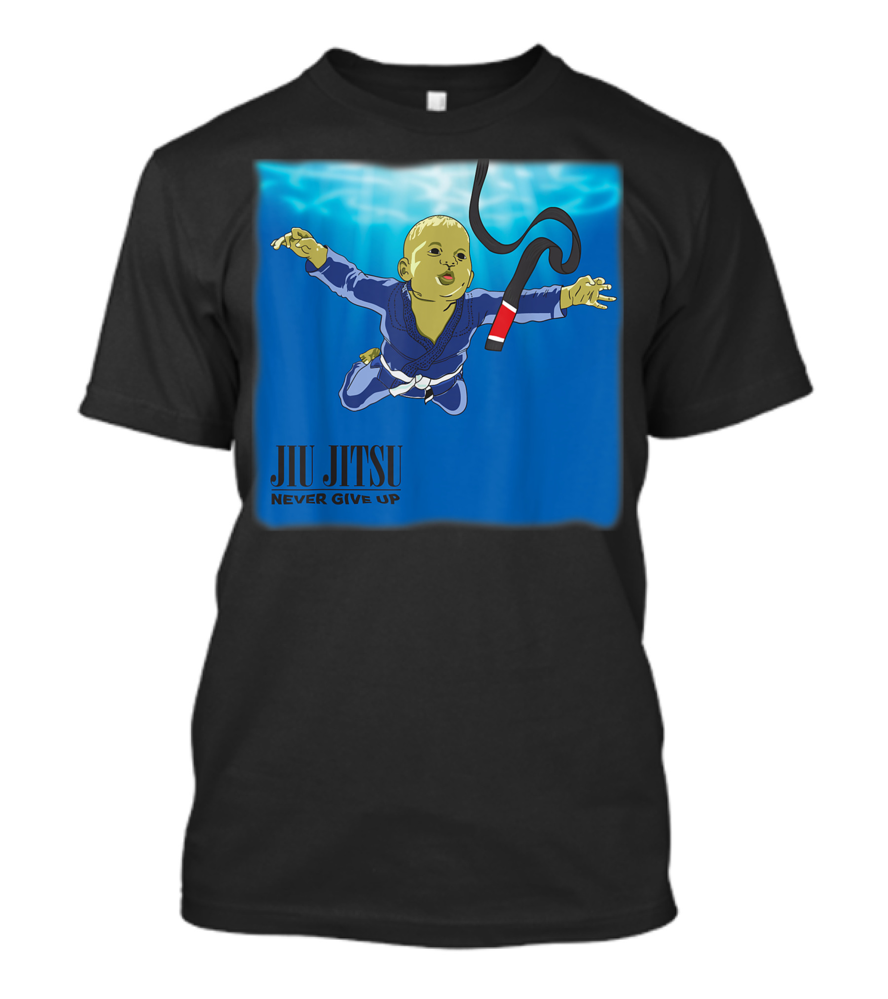 Jiu Jitsu Never Give Up BJJ Black Belt Baby Underwater T-Shirt