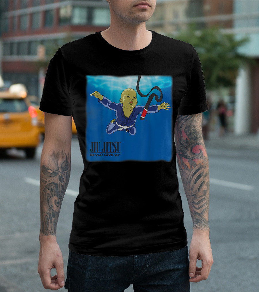Jiu Jitsu Never Give Up BJJ Black Belt Baby Underwater T-Shirt