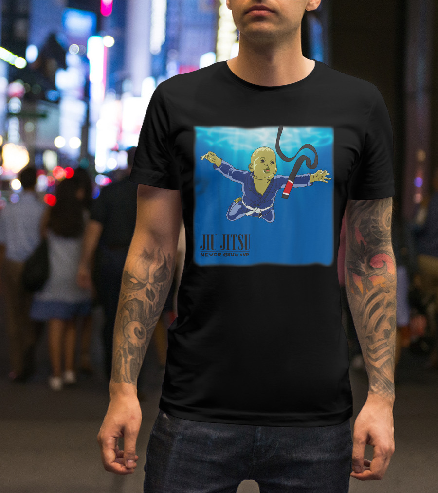 Jiu Jitsu Never Give Up BJJ Black Belt Baby Underwater T-Shirt