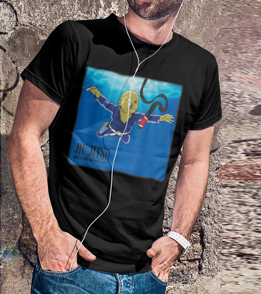 Jiu Jitsu Never Give Up BJJ Black Belt Baby Underwater T-Shirt