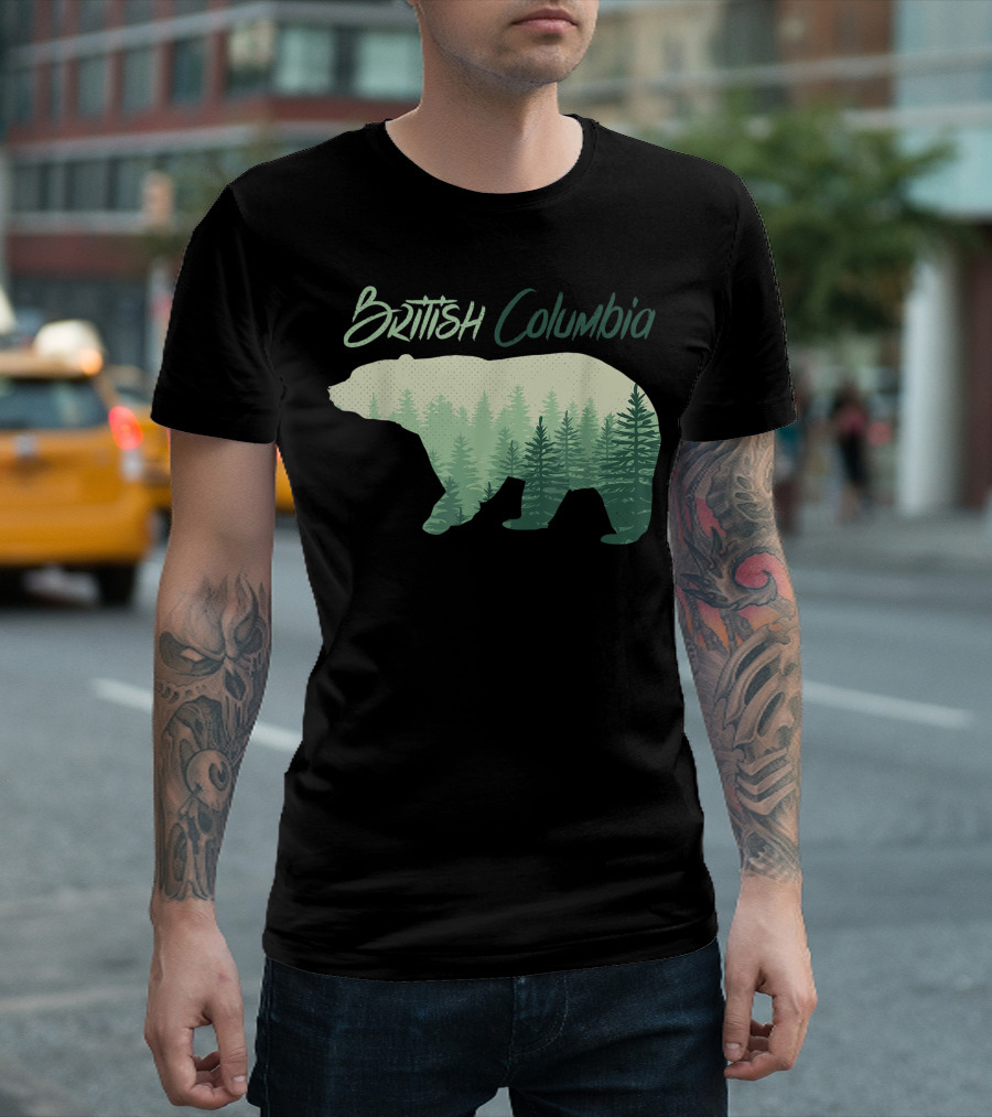 British Columbia Bear Forest Silhouette Canada Nature T-Shirt