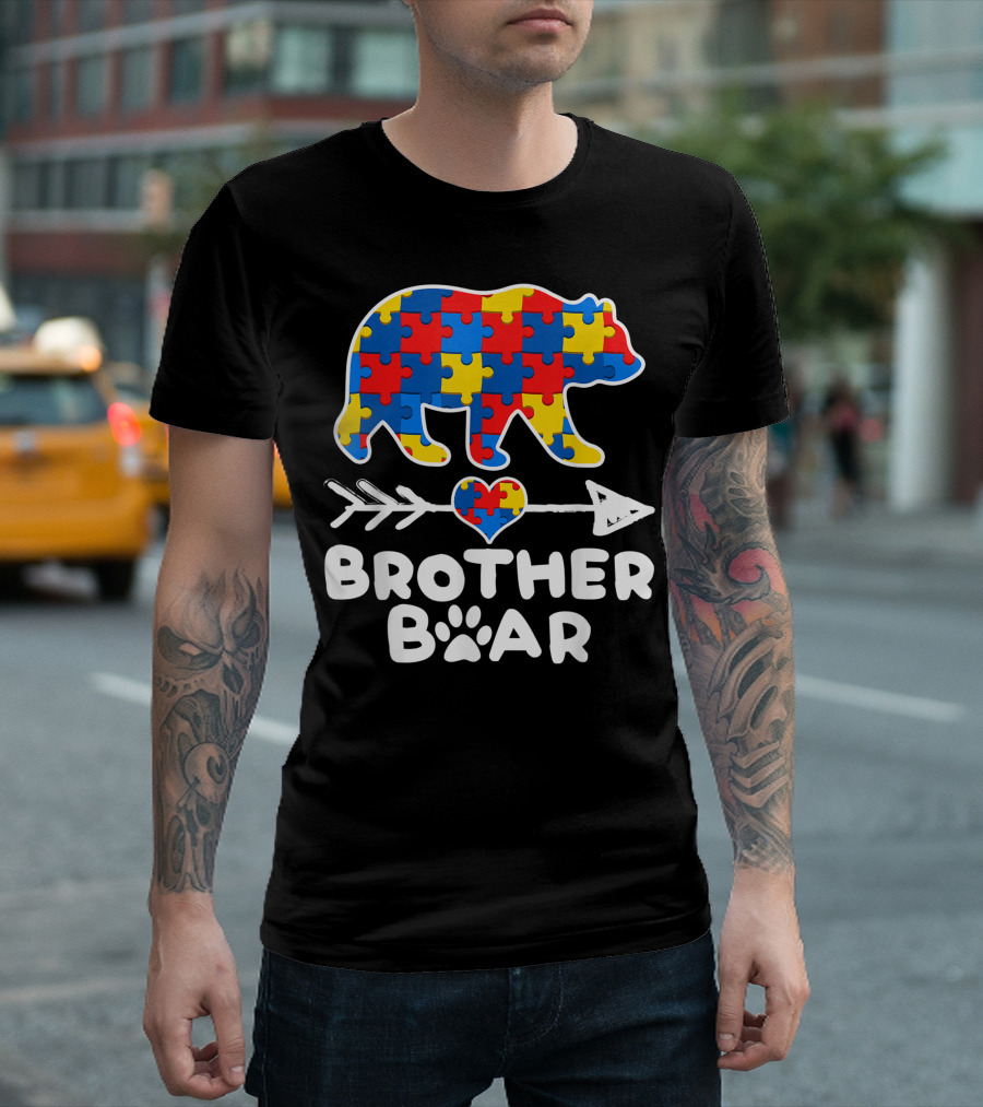 Brother Bear Puzzle Piece Heart Autism Awareness Family T-Shirt