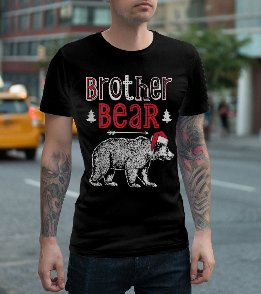 Brother Bear Santa Hat Christmas Family T-Shirt