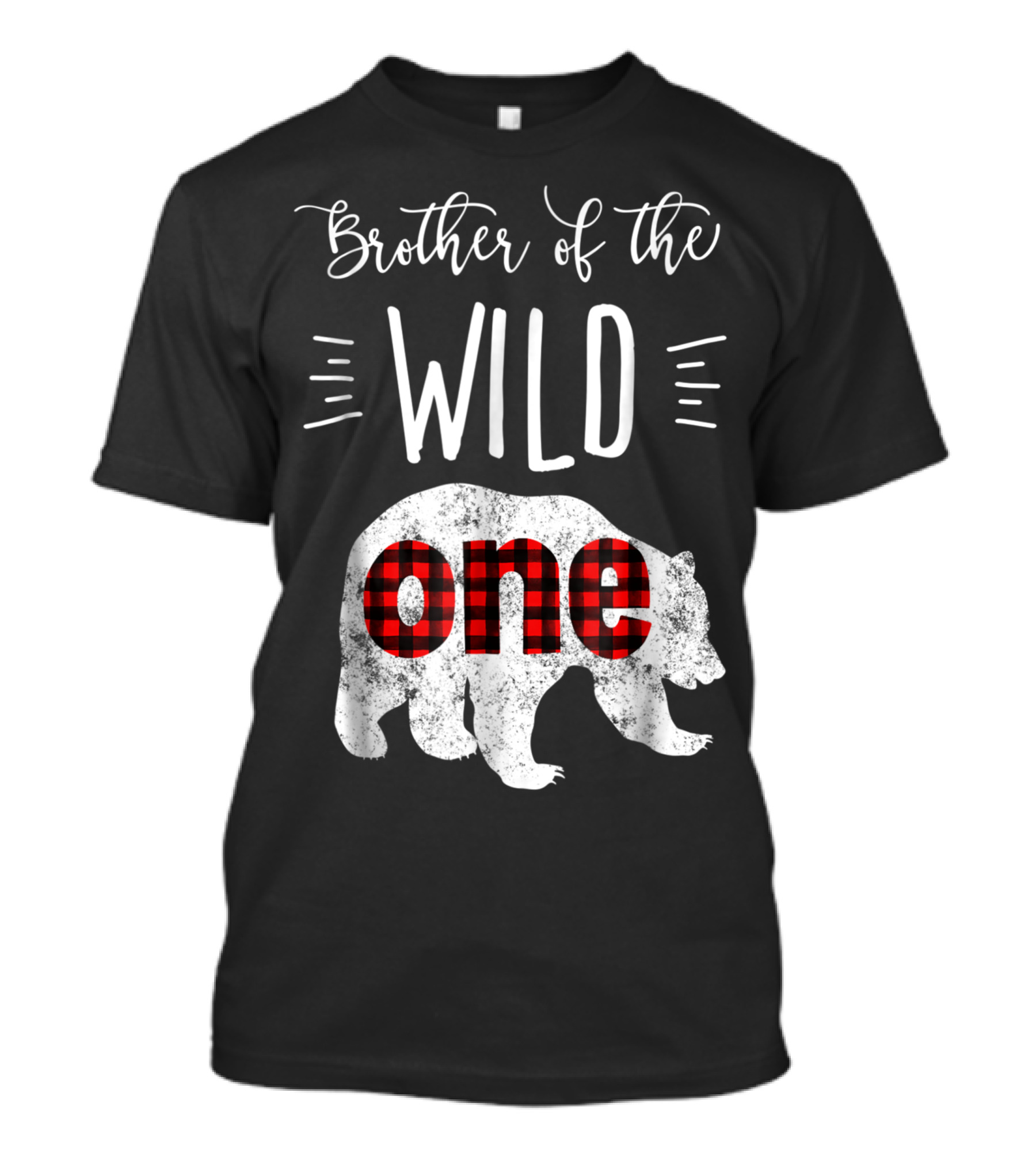 Brother Of The Wild One Checkered Bear Theme For 1st Birthday T-Shirt