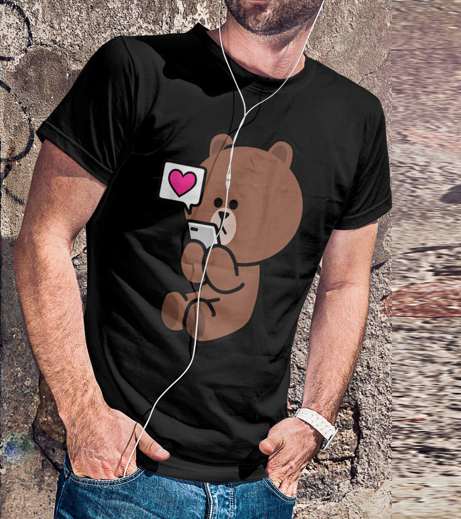 Brown Bear Cony Bunny Rabbit Sending Love Heart Message T-Shirt