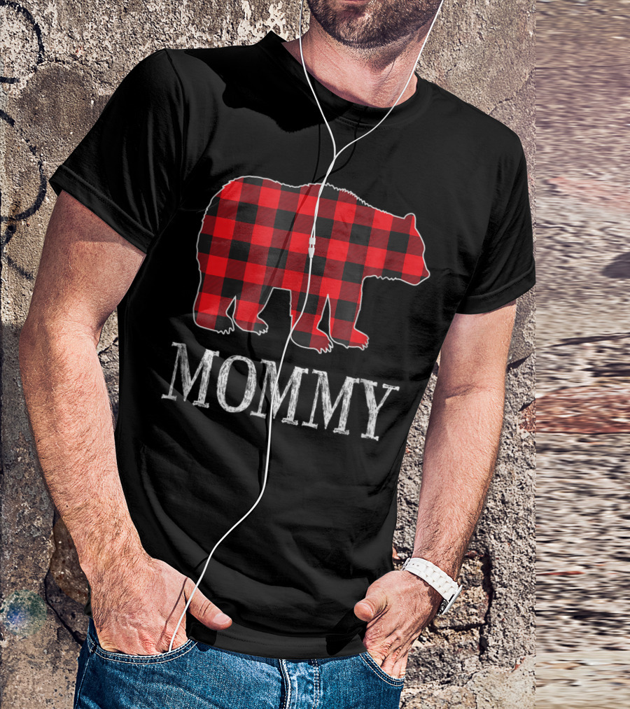 Mommy Buffalo Check Bear Matching Family Outfits T-Shirt