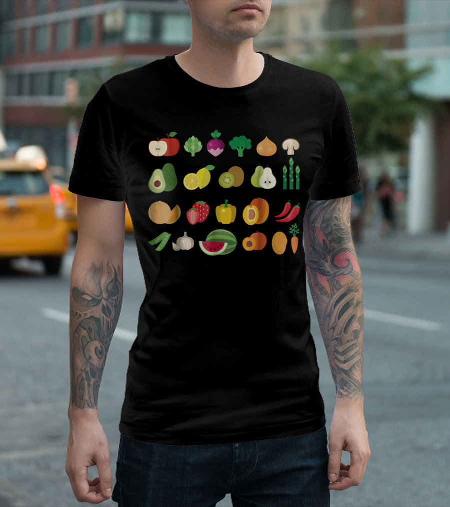 California Fruits Vegetables Agriculture Produce Icons T-Shirt