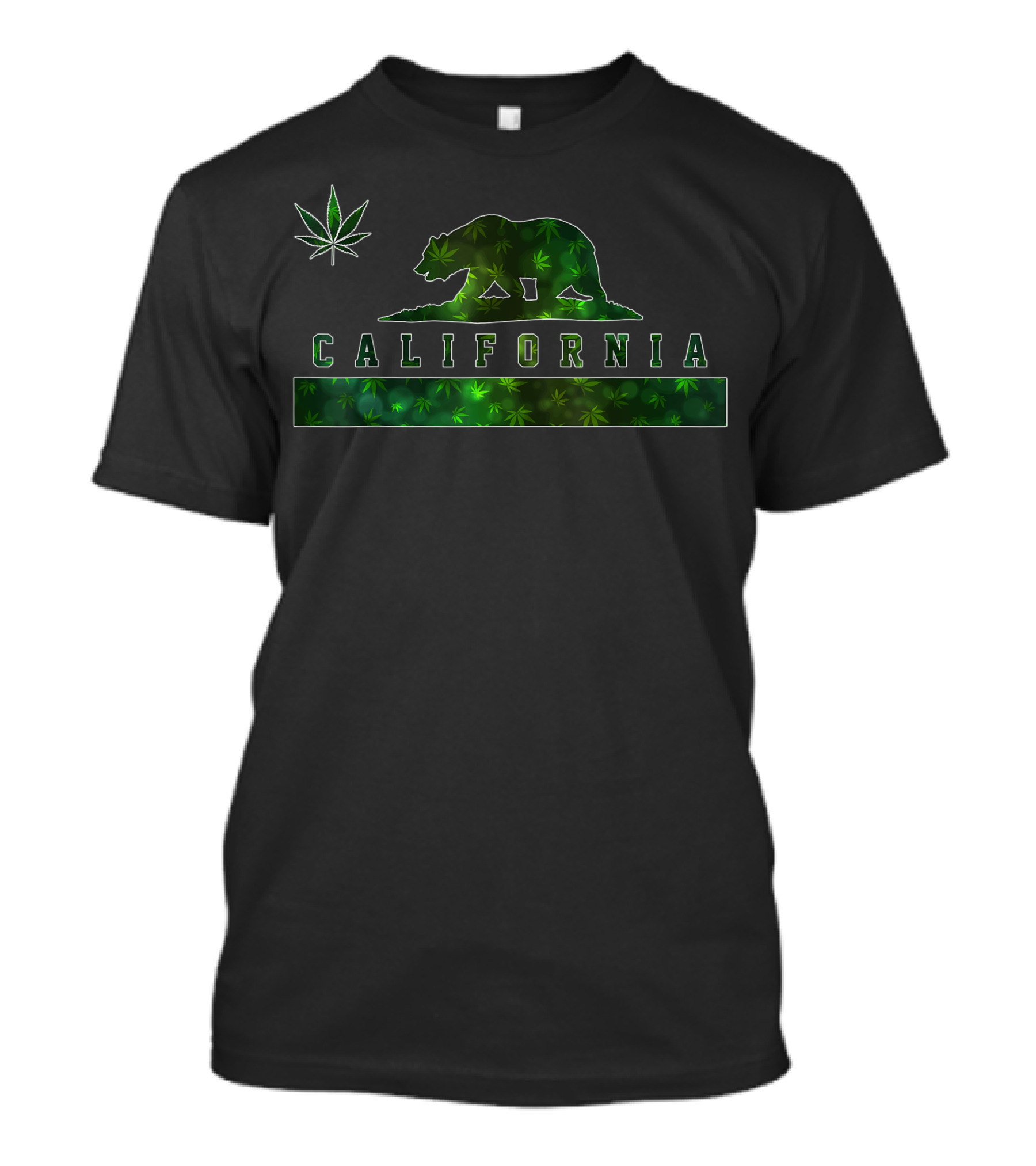 California Cannabis Weed Bear Pot Marijuana 420 Flag T-Shirt