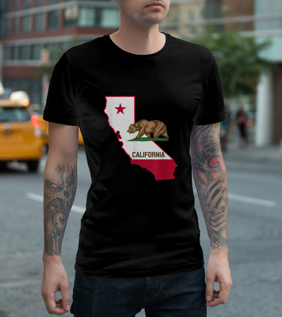 California Republic Bear Distressed State Flag T-Shirt