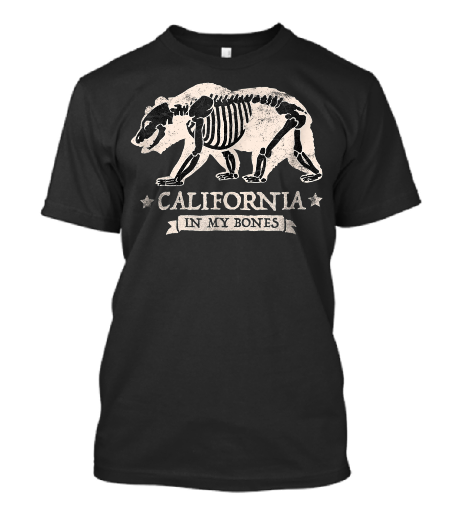 California In My Bones Bear Skeleton Cali Flag T-Shirt