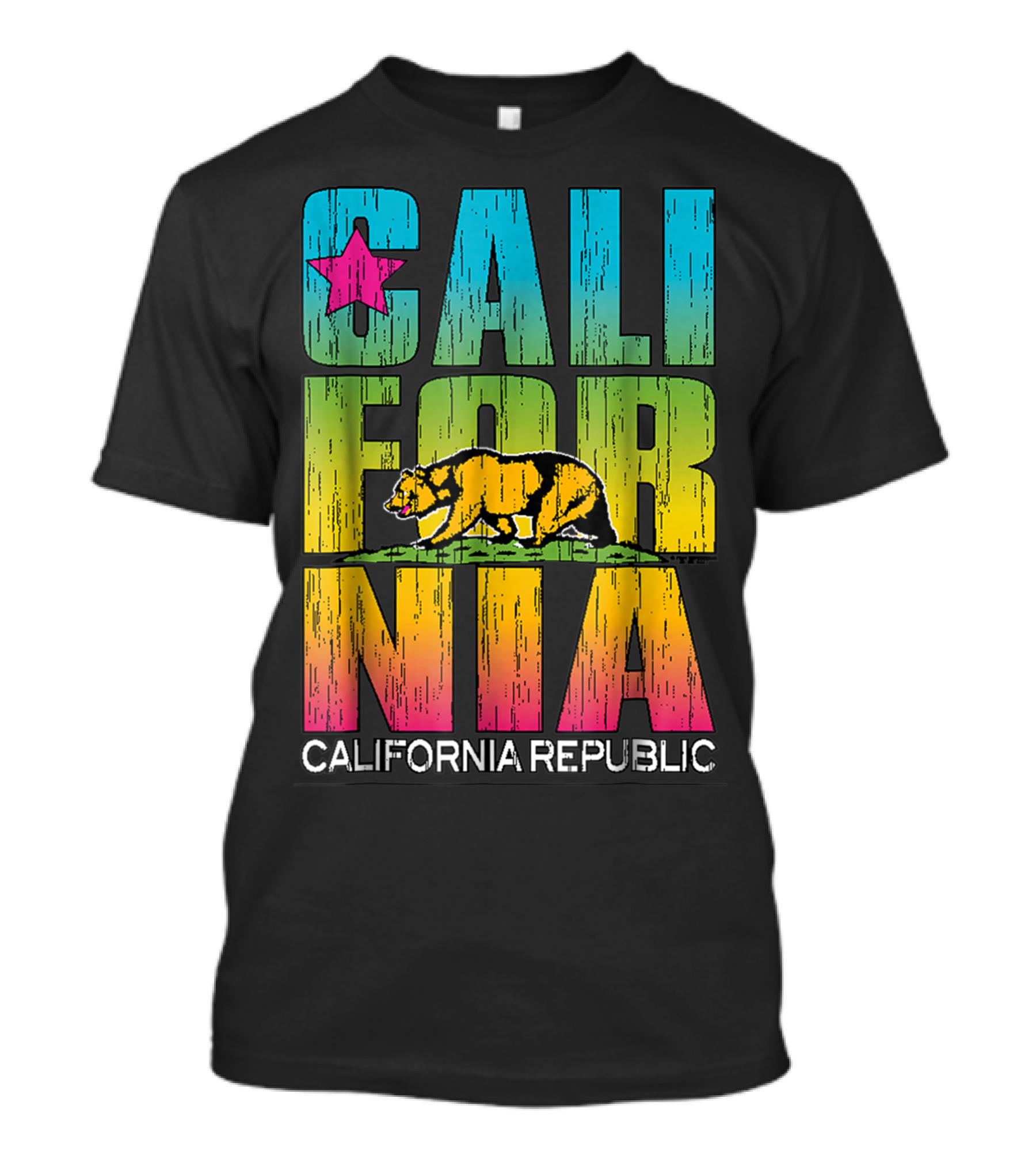 California Republic Cali Life Bear With Cali Flag Star T-Shirt