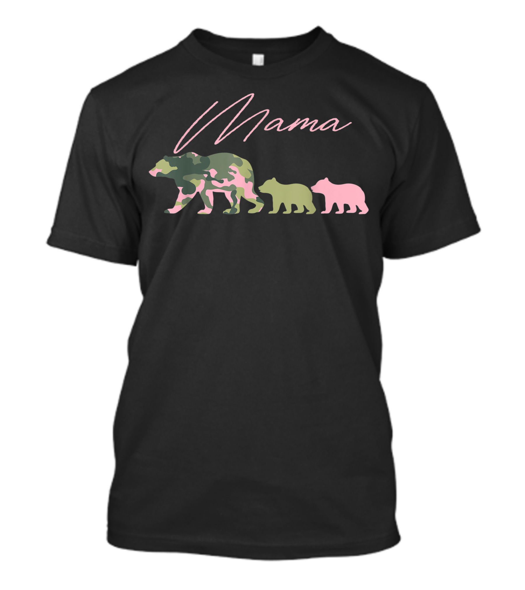 Mama Camo Print With Two Cubs T-Shirt
