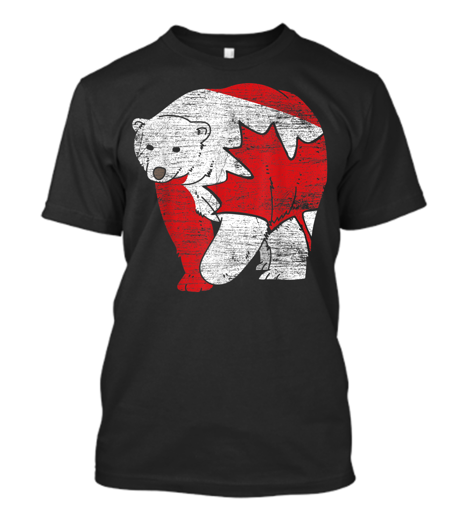 Canadian Polar Bear With Maple Leaf Flag T-Shirt