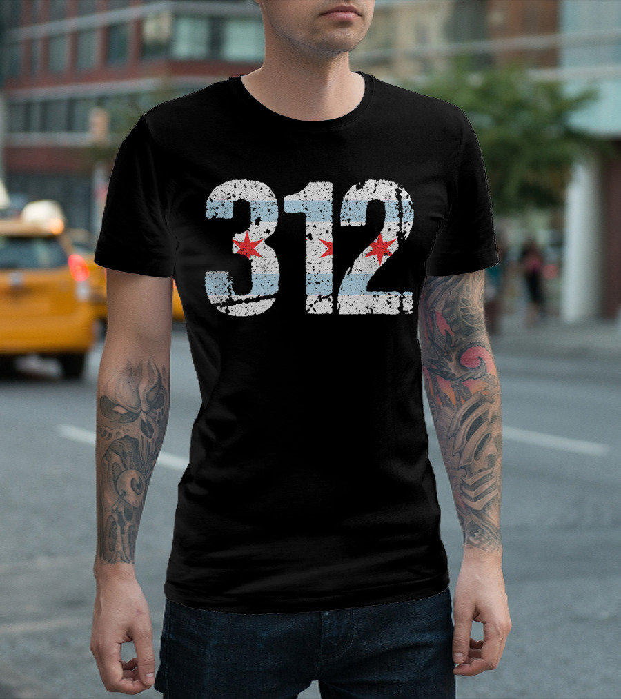 Chicago 312 Area Code Flag City Pride T-Shirt