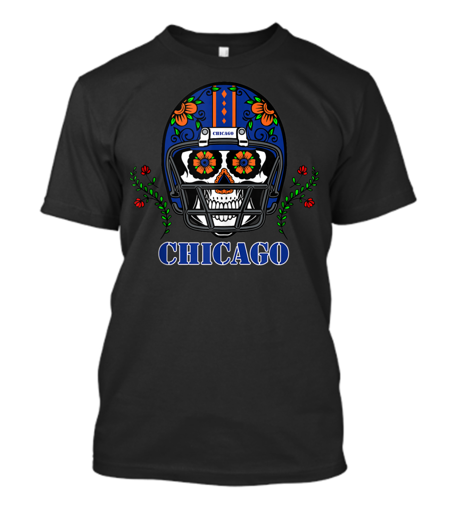 Chicago Sugar Skull Football Helmet Day Of The Dead T-Shirt