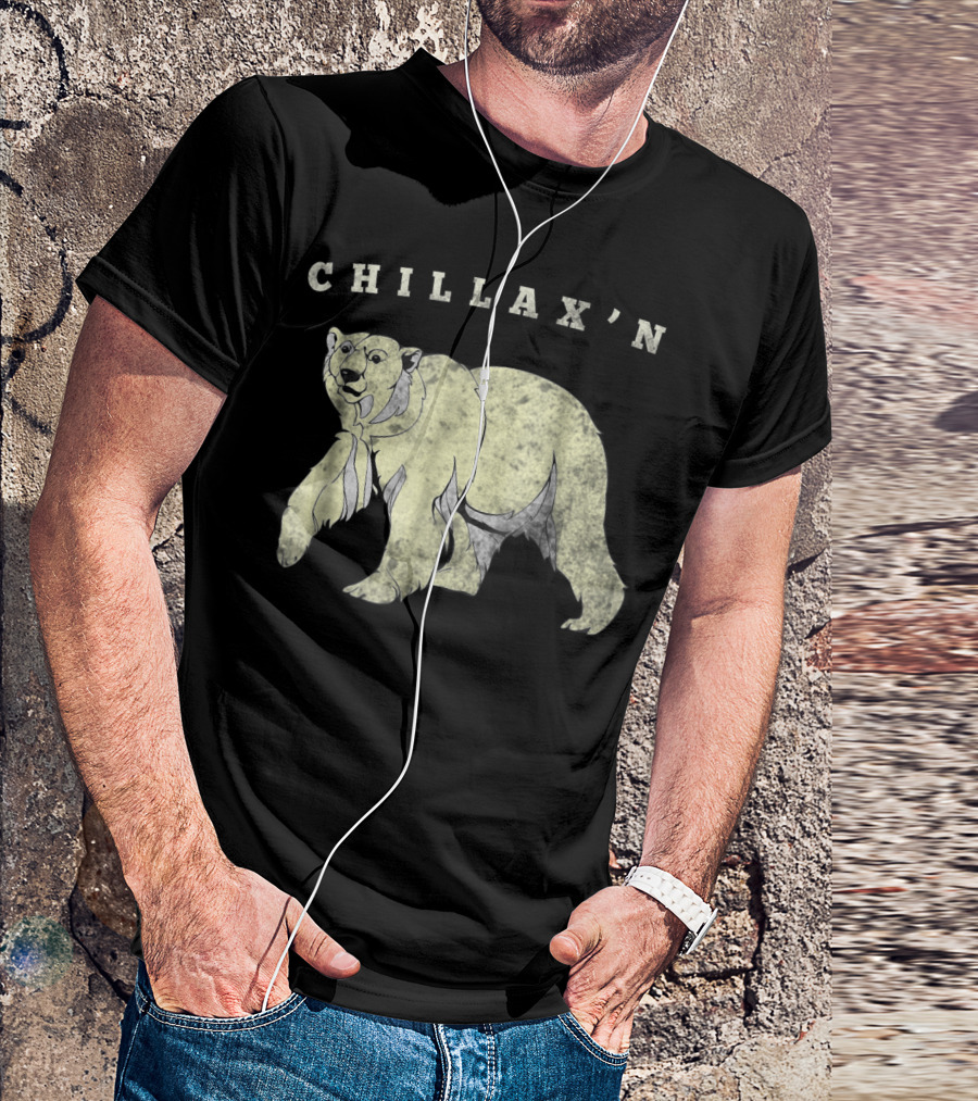 CHILLAX'N Polar Bear Illustration Gray Tones T-Shirt