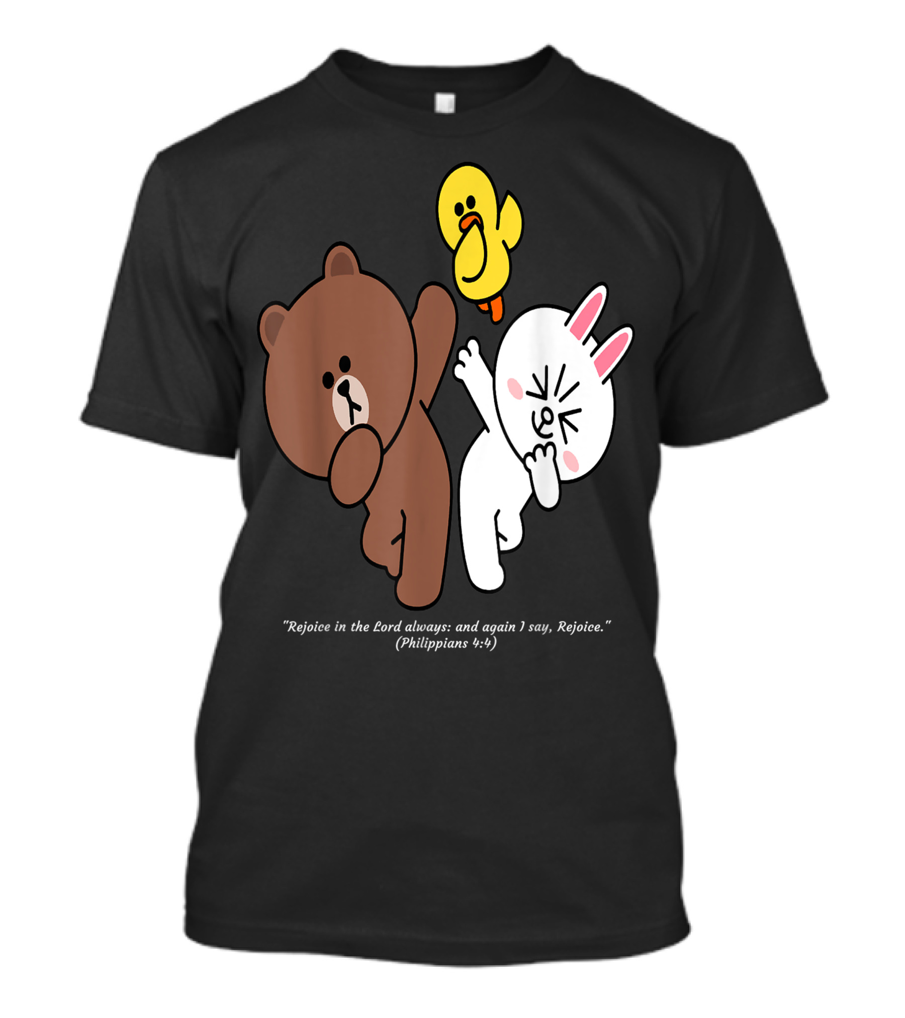 Rejoice In The Lord Always Brown Bear Cony Bunny Dance Philippians 4:4 T-Shirt