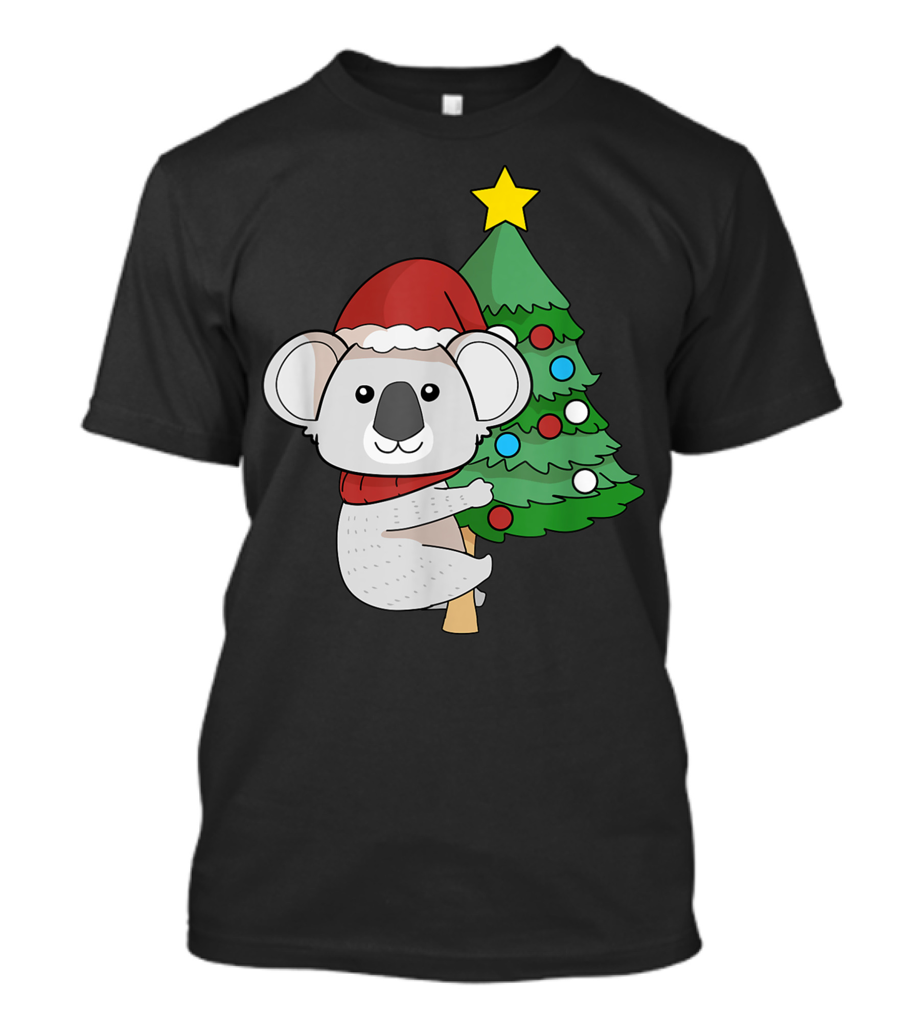 Christmas Koala Bear Holiday With Festive Tree And Santa Hat T-Shirt