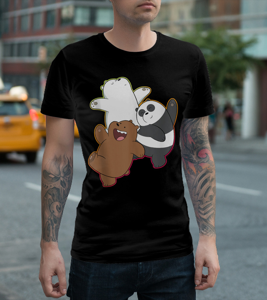 Cn We Bare Bears Dancing Gradient Outline T-Shirt