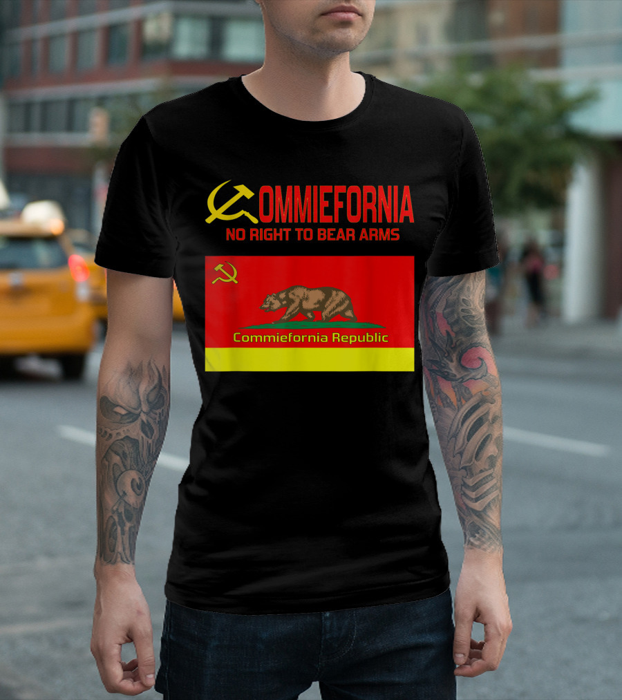 Commiefornia No Right To Bear Arms Bear Symbol Republic Flag T-Shirt