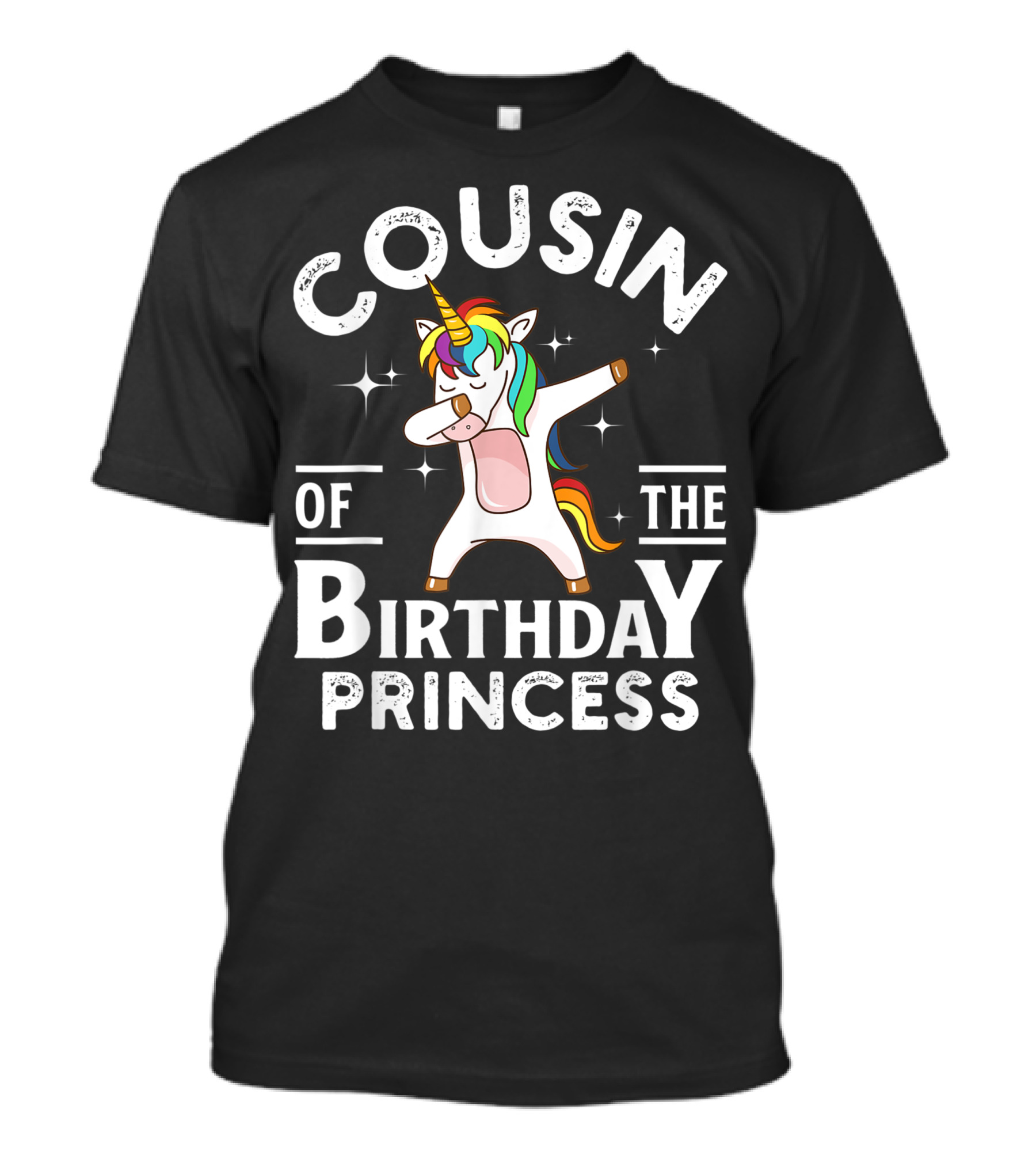 Cousin Of The Birthday Princess Unicorn Dabbing With Stars T-Shirt