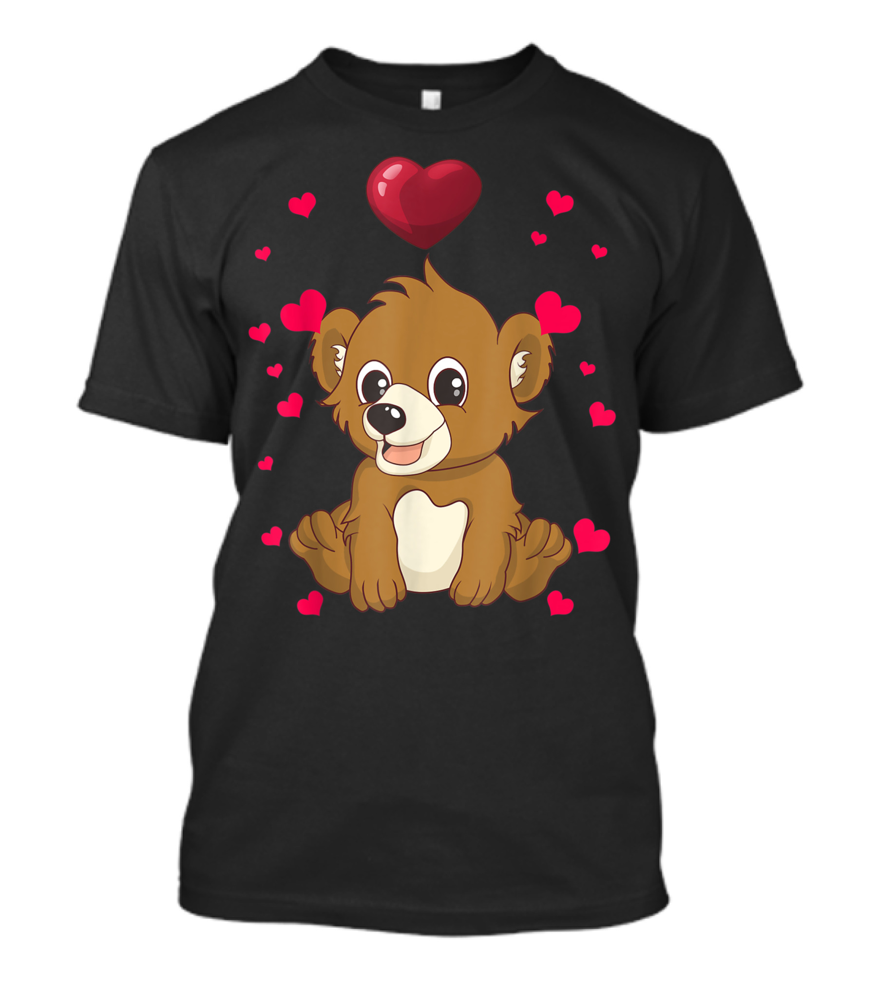 Cute Bear Surrounded By Floating Heart Valentines Day Love Heart T-Shirt