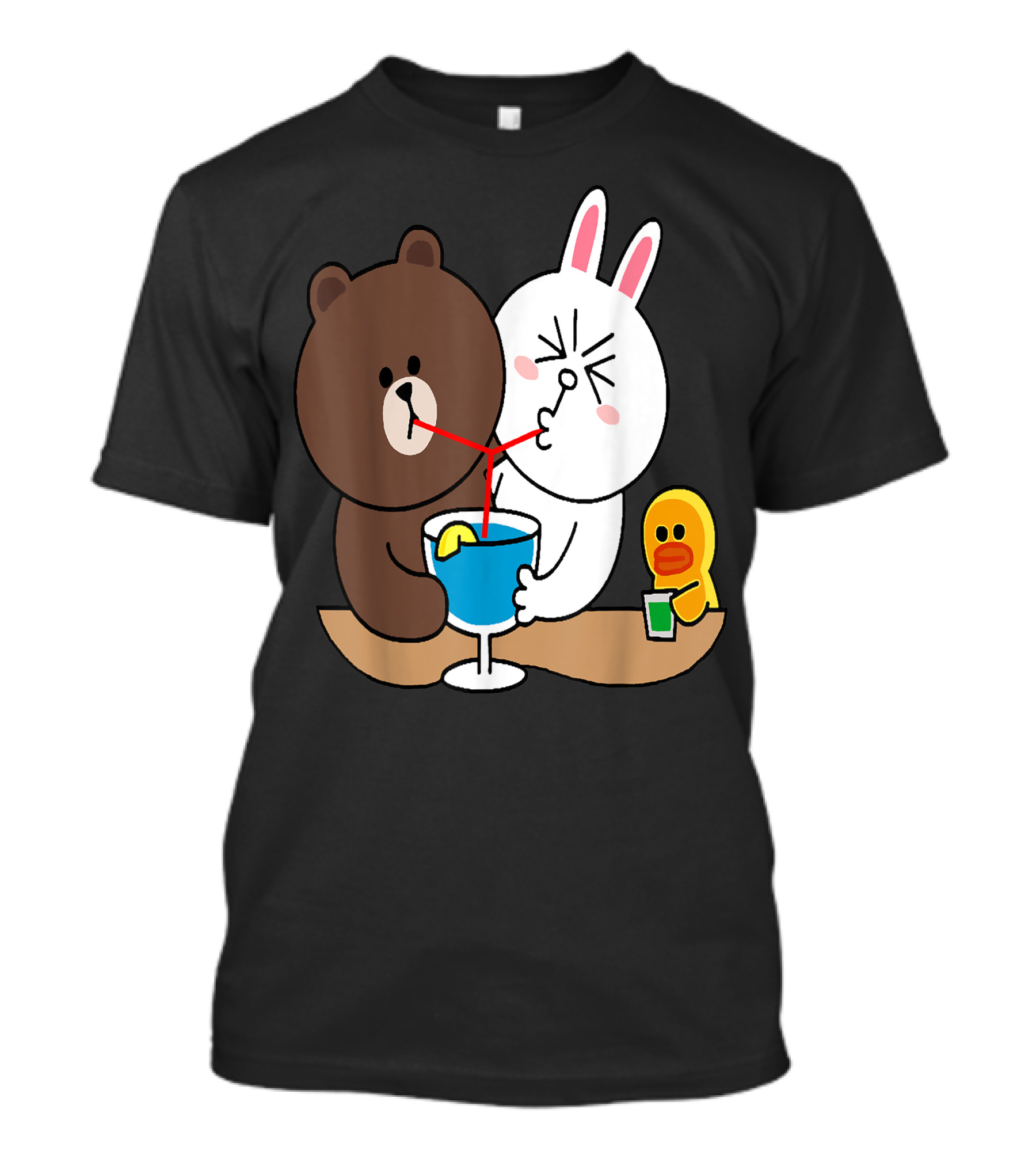 Cute Brown Bear Cony Bunny Rabbit Duck It's The Weekend Sharing Drinks T-Shirt