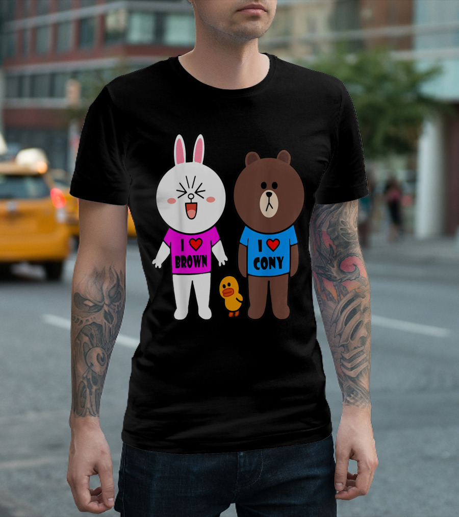 Brown Bear Cony Bunny Rabbit Duck I Love Brown Cony T-Shirt