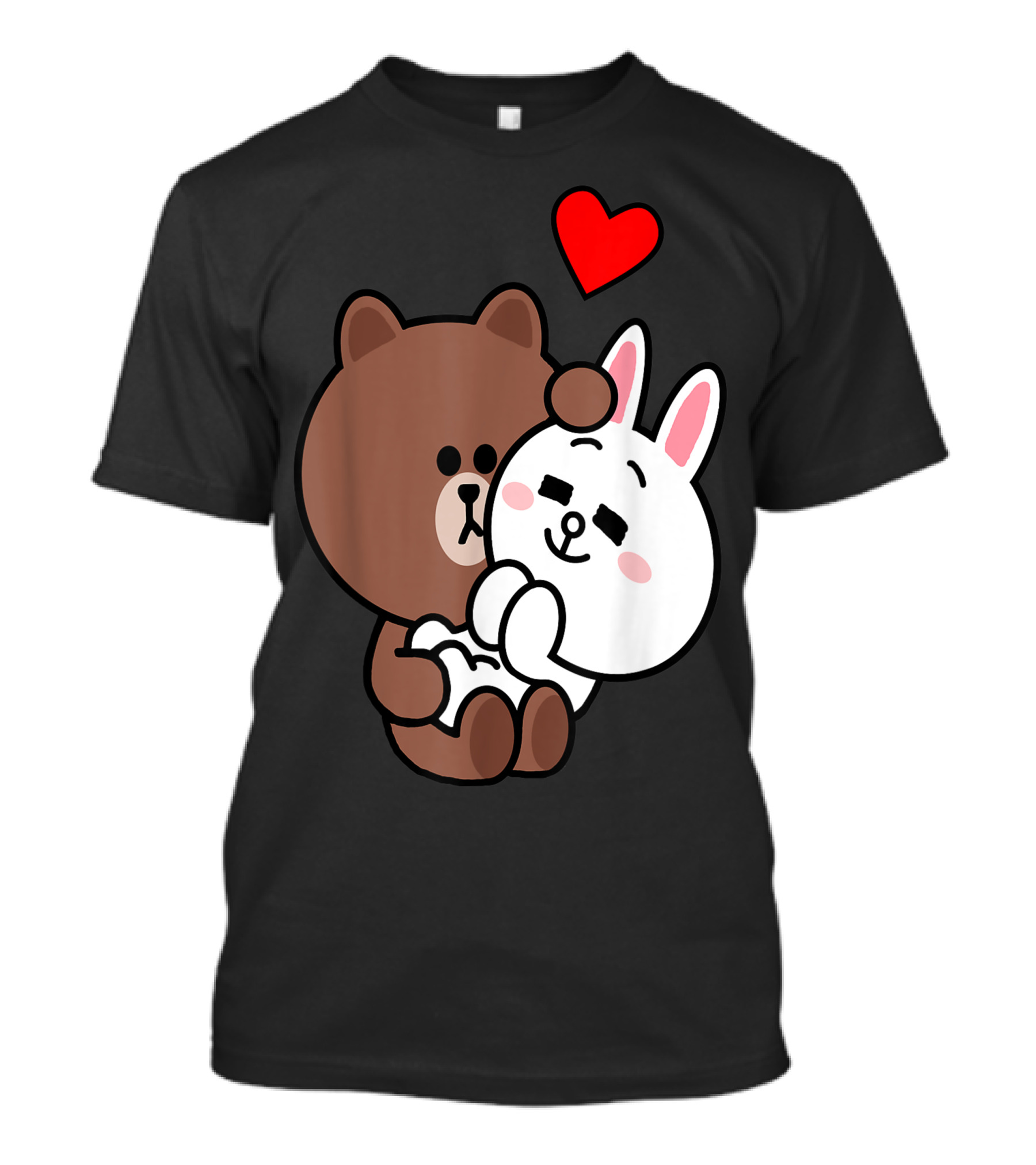 Cute Brown Bear Cony Bunny Rabbit Love Me Tenderly Romantic Hearts T-Shirt