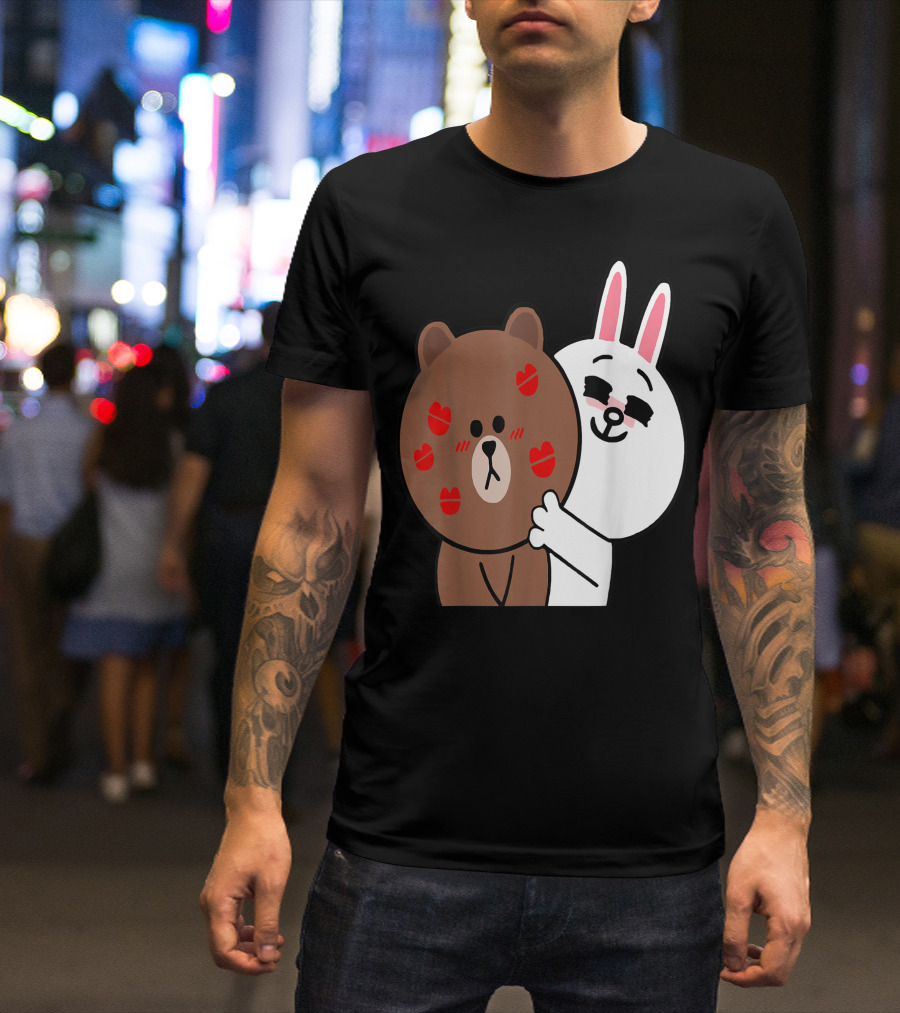 Kissed Brown Bear Cony Bunny Rabbit Shower Me With Love Kisses T-Shirt