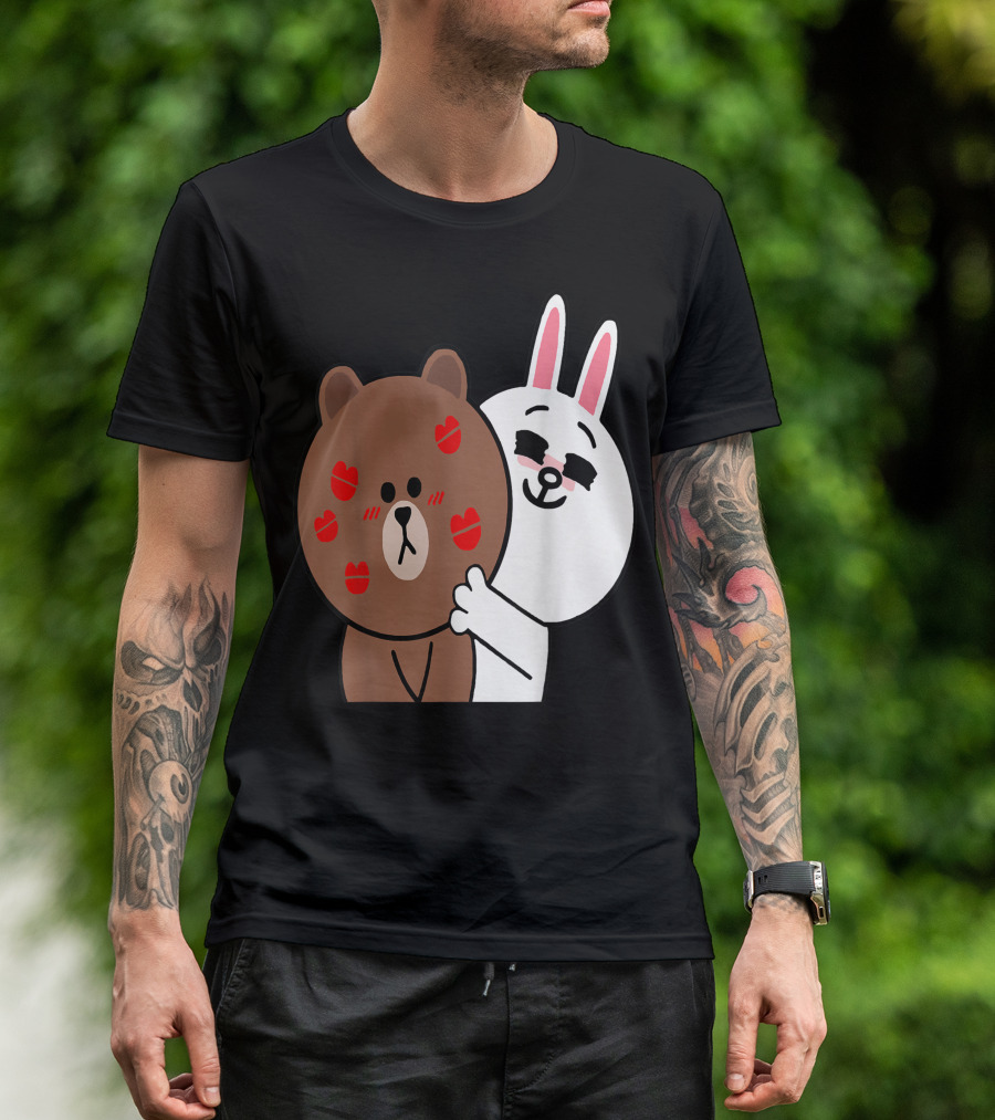 Kissed Brown Bear Cony Bunny Rabbit Shower Me With Love Kisses T-Shirt