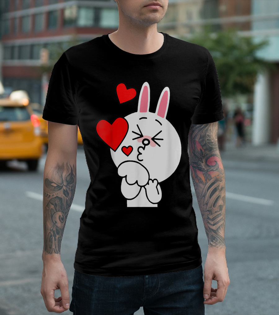 Cute Cony Bunny Rabbit Blowing Kisses Hearts T-Shirt