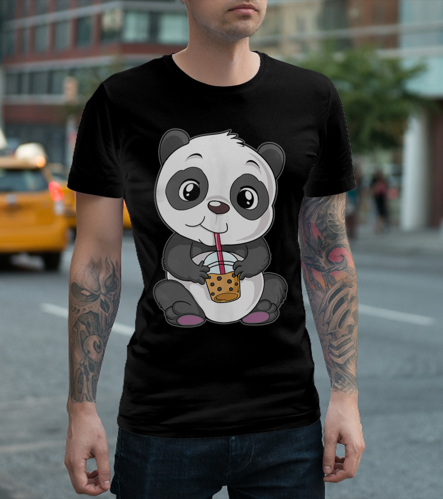 Cute Bubble Tea Panda Bear Sweets Choco Shake Baby Teddy T-Shirt